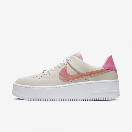 Nike Air Force 1 Sage Low | Light Bone / Pink Foam / Digital Pink / Hyper Crimson - Click Image to Close