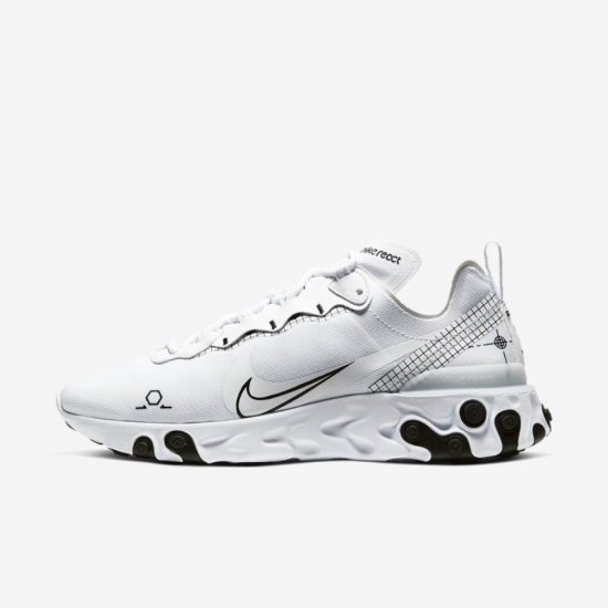 Nike React Element 55 | White / Black - Click Image to Close