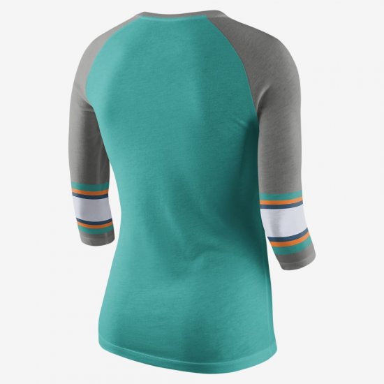 Nike Tri-Blend Raglan (NFL Dolphins) | Turbo Green / Carbon Heather / Carbon Heather - Click Image to Close