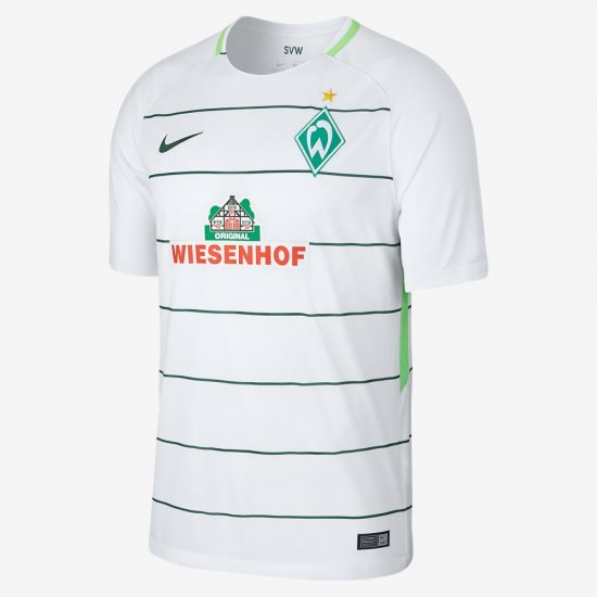 2017/18 Werder Bremen Stadium Away | White / Gorge Green - Click Image to Close