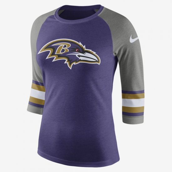 Nike Tri-Blend Raglan (NFL Ravens) | New Orchid / Carbon Heather / Carbon Heather - Click Image to Close