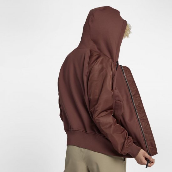 NikeLab Collection Mixed Fabric Bomber | Red Sepia / Black - Click Image to Close