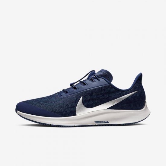 Nike Air Zoom Pegasus 36 FlyEase | Blue Void / Coastal Blue / Black / Metallic Silver - Click Image to Close