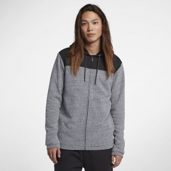 Hurley Bayside Sherpa Full Zip Hoodie | Wolf Grey / Black - Click Image to Close