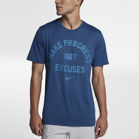 Nike Dry "Make Progress Not Excuses" | Gym Blue / Light Photo Blue / Heather - Click Image to Close