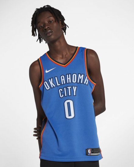 Russell Westbrook Oklahoma City Thunder Nike Icon Edition Swingman Jersey | Signal Blue / College Navy - Click Image to Close