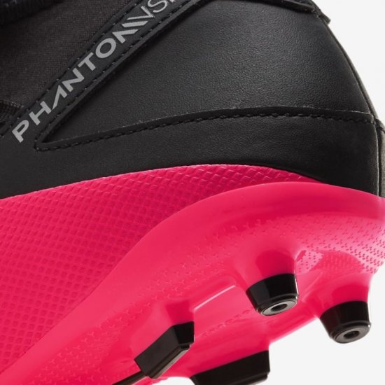 Nike Jr. Phantom Vision 2 Club Dynamic Fit MG | Laser Crimson / Black / Black / Metallic Silver - Click Image to Close