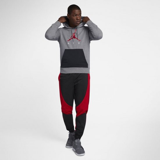 Jordan Jumpman Air Fleece | Carbon Heather / Black / Gym Red - Click Image to Close