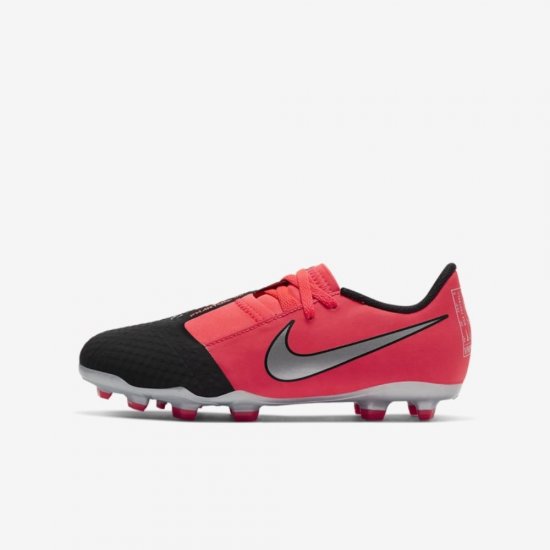 Nike Jr. Phantom Venom Academy FG | Laser Crimson / Black / Metallic Silver - Click Image to Close