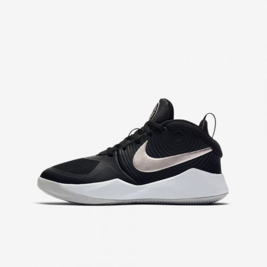 Nike Team Hustle D 9 | Black / Wolf Grey / White / Metallic Silver - Click Image to Close