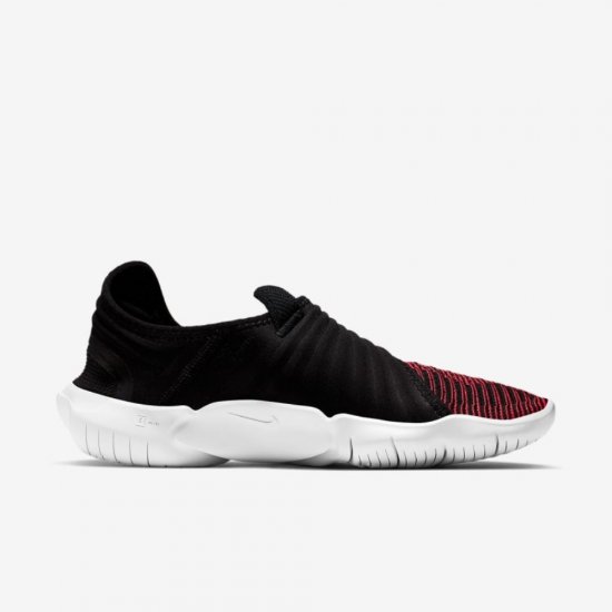 Nike Free RN Flyknit 3.0 | Black / White / Bright Crimson - Click Image to Close