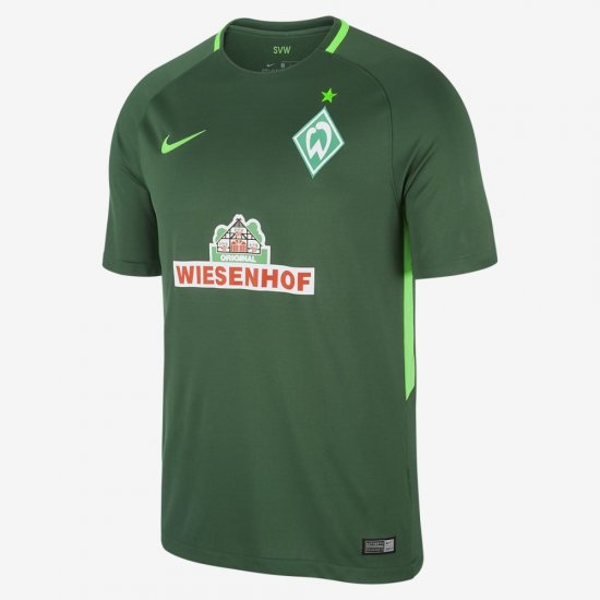 2017/18 Werder Bremen Stadium Home | Gorge Green / Green Strike - Click Image to Close