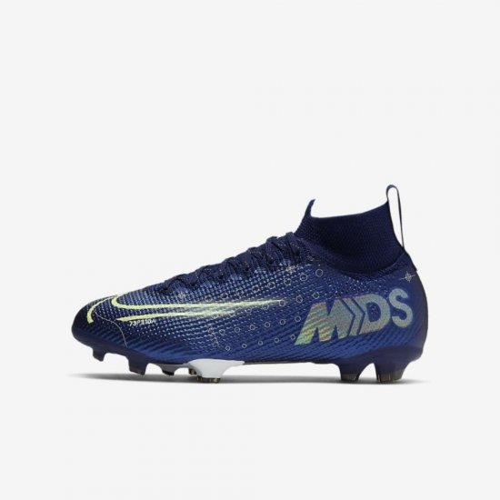 Nike Jr. Mercurial Superfly 7 Elite MDS FG | Blue Void / White / Black / Metallic Silver - Click Image to Close