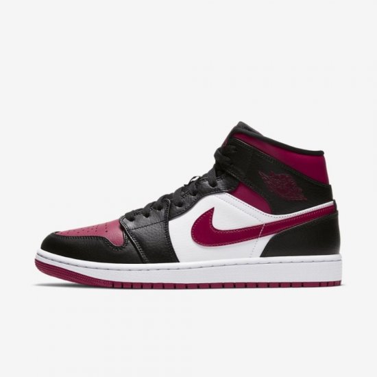 Air Jordan 1 Mid | Black / White / Noble Red - Click Image to Close