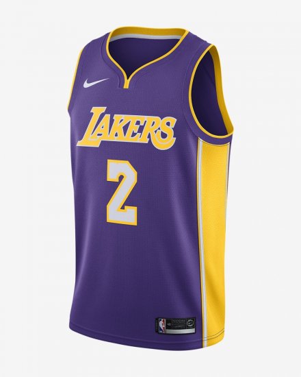 Lonzo Ball Icon Edition Swingman Jersey (Los Angeles Lakers) | Field Purple / Amarillo / White - Click Image to Close