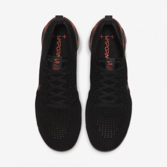 Nike Air VaporMax Flyknit 3 | Black / Dark Smoke Grey / Total Orange - Click Image to Close