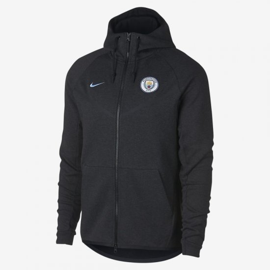 Manchester City FC Tech Fleece Windrunner | Black Heather / Black / Field Blue - Click Image to Close