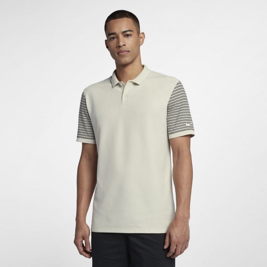 Nike Dri-FIT Pique Stripe | Light Bone / Black / Light Bone - Click Image to Close