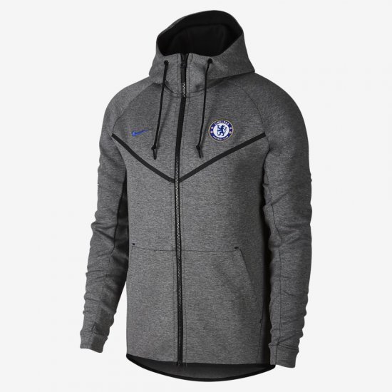 Chelsea FC Tech Fleece Windrunner | Carbon Heather / Rush Blue - Click Image to Close