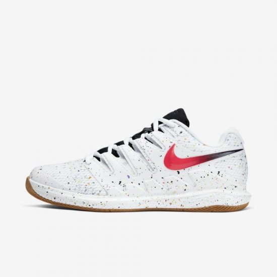 NikeCourt Air Zoom Vapor X | White / Oracle Aqua / Off Noir / Laser Crimson - Click Image to Close