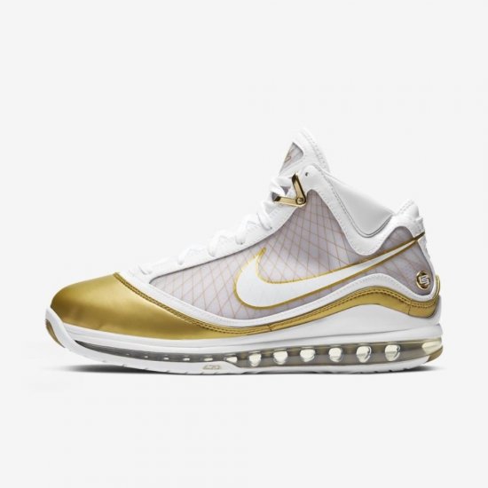 LeBron 7 QS | White / Metallic Gold / White - Click Image to Close