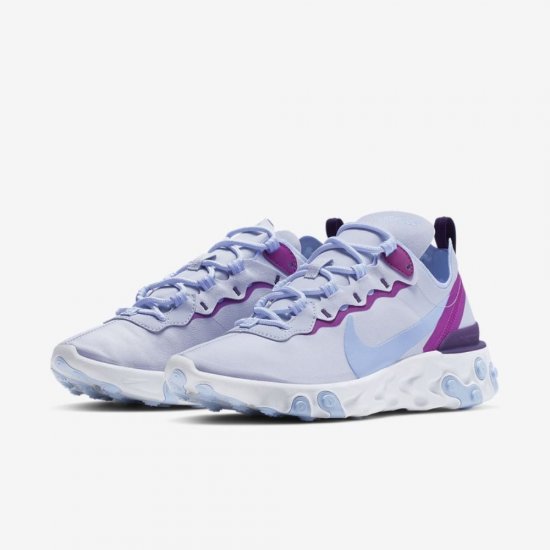 Nike React Element 55 | Football Grey / Hyper Violet / Grand Purple / Psychic Blue - Click Image to Close