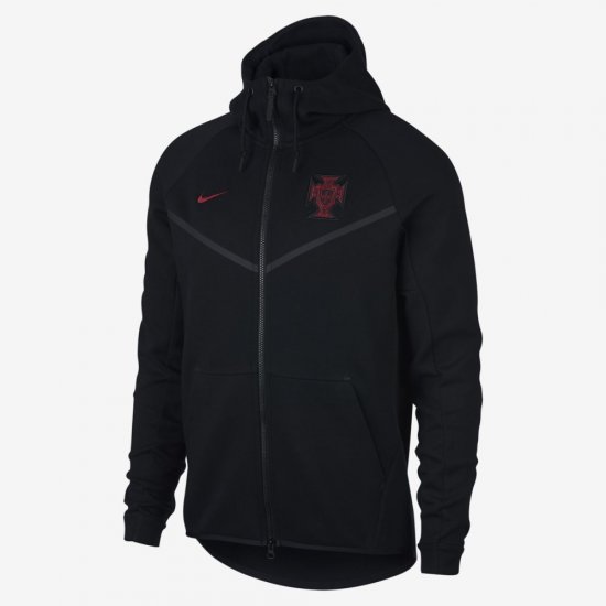 Portugal Tech Fleece Windrunner | Black / Gym Red - Click Image to Close