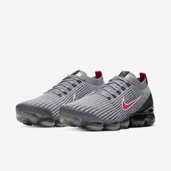 Nike Air VaporMax Flyknit 3 | Particle Grey / Black / Iron Grey / University Red - Click Image to Close