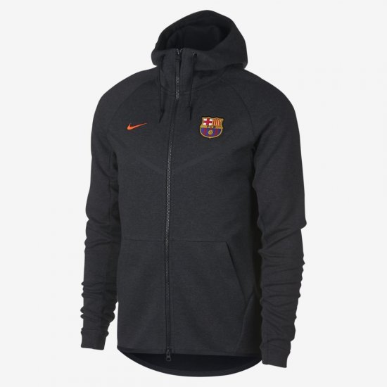 FC Barcelona Tech Fleece Windrunner | Black Heather / Hyper Crimson - Click Image to Close