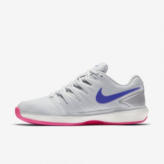 NikeCourt Air Zoom Prestige | Pure Platinum / Metallic Platinum / Pink Blast / Racer Blue - Click Image to Close