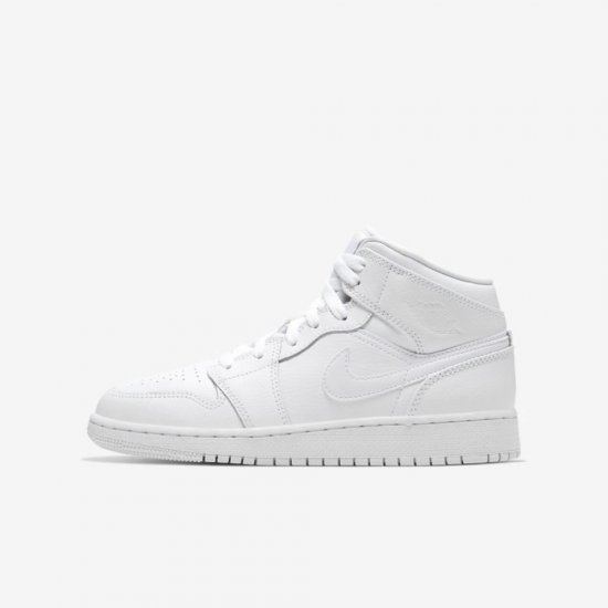 Air Jordan 1 Mid | White / White / White - Click Image to Close