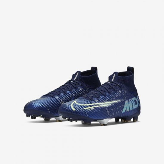 Nike Jr. Mercurial Superfly 7 Elite MDS FG | Blue Void / White / Black / Metallic Silver - Click Image to Close