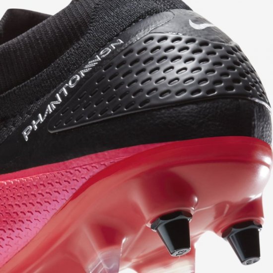 Nike Phantom Vision 2 Elite Dynamic Fit SG-PRO Anti-Clog Traction | Laser Crimson / Black / Metallic Silver - Click Image to Close