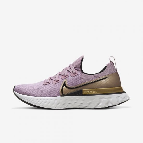 Nike React Infinity Run Flyknit | Plum Fog / Metallic Gold / Platinum Tint / Black - Click Image to Close