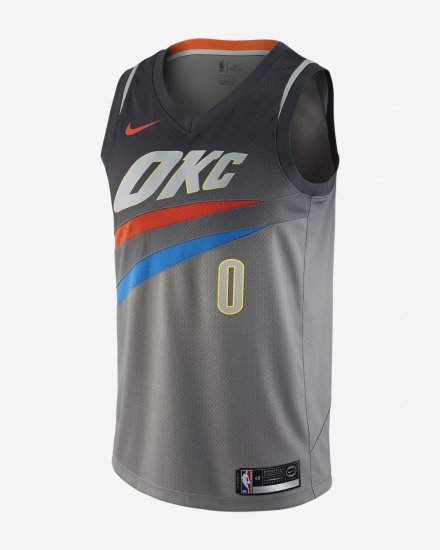 Russell Westbrook City Edition Swingman Jersey (Oklahoma City Thunder) | Dark Steel Grey - Click Image to Close