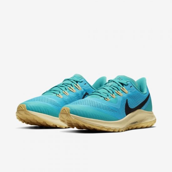 Nike Air Zoom Pegasus 36 Trail | Light Current Blue / Teal Nebula / Celestial Gold / Oil Grey - Click Image to Close