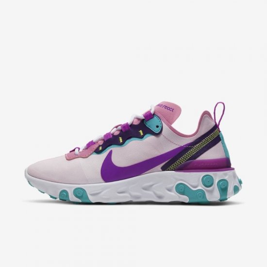 Nike React Element 55 | Magic Flamingo / Eggplant / Oracle Aqua / Vivid Purple - Click Image to Close