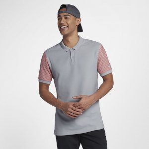 Nike Dri-FIT Pique Stripe | Wolf Grey / Rush Coral / Wolf Grey