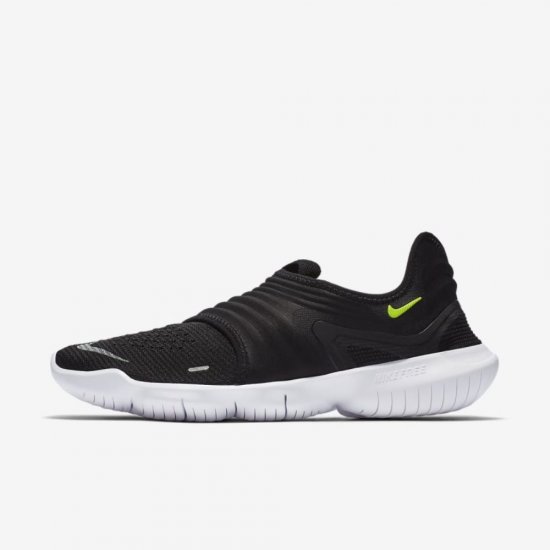 Nike Free RN Flyknit 3.0 | Black / White / Volt - Click Image to Close