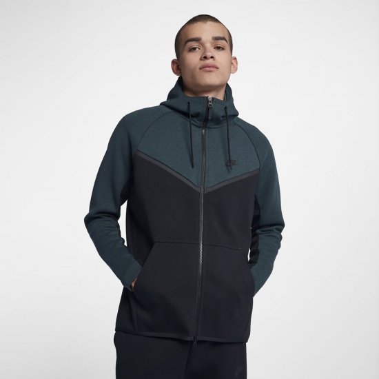 Nike Sportswear Tech Fleece Windrunner | Deep Jungle / Heather / Black / Black - Click Image to Close