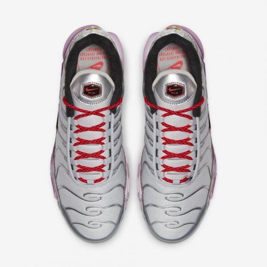 Nike Air Max Plus | Metallic Silver / Bright Crimson / Pink Foam / Black - Click Image to Close