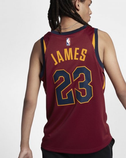 LeBron James Icon Edition Swingman Jersey (Cleveland Cavaliers) | Team Red / University Gold / College Navy - Click Image to Close
