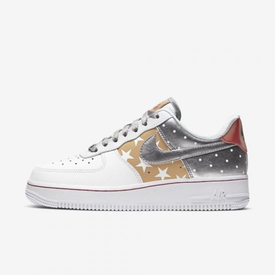 Nike Air Force 1 '07 | White / Metallic Gold / University Red / Metallic Silver - Click Image to Close