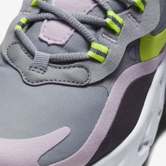 Nike Air Max 270 React | Particle Grey / Iced Lilac / Off Noir / Lemon Venom - Click Image to Close