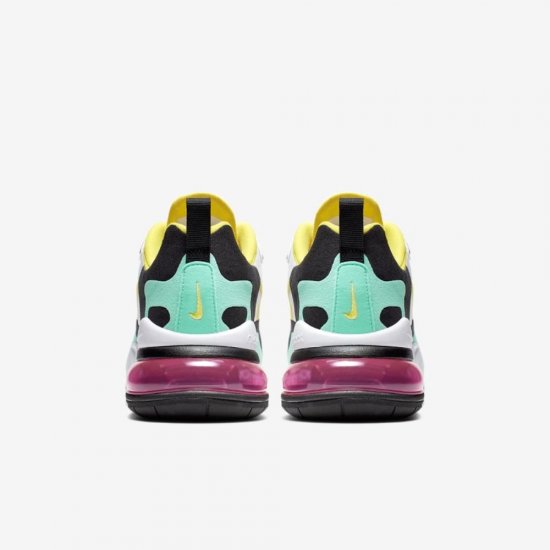 Nike Air Max 270 React (Geometric Abstract) | White / Black / Bright Violet / Dynamic Yellow - Click Image to Close