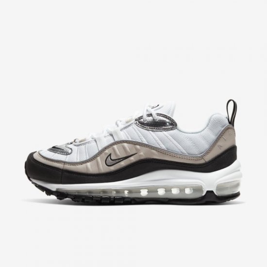 Nike Air Max 98 | White / Desert Sand / Black / Metallic Silver - Click Image to Close