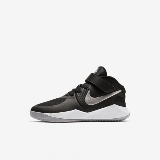 Nike Team Hustle D 9 FlyEase | Black / Wolf Grey / Metallic Silver - Click Image to Close