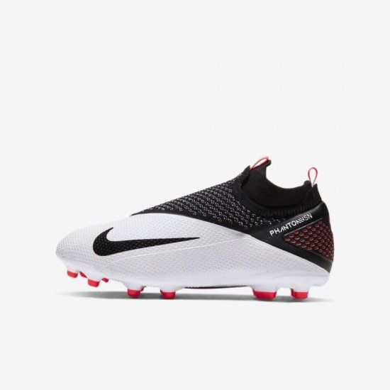 Nike Jr. Phantom Vision 2 Elite Dynamic Fit MG | White / Laser Crimson / Black - Click Image to Close