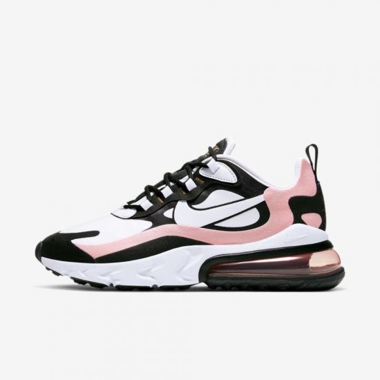 Nike Air Max 270 React | Black / Bleached Coral / Metallic Gold / White - Click Image to Close