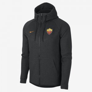 A.S. Roma Tech Fleece Windrunner | Black Heather / Vivid Orange